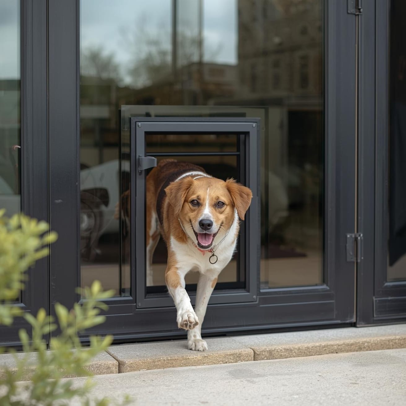 dog door in glass door