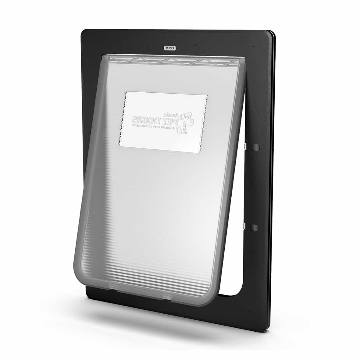 Aussie Pet Doors APD Large Rectangle Dog Door For Glass, Screen and Timber Doors – Black 14 Aussie pet door BLACK L OPEN B side