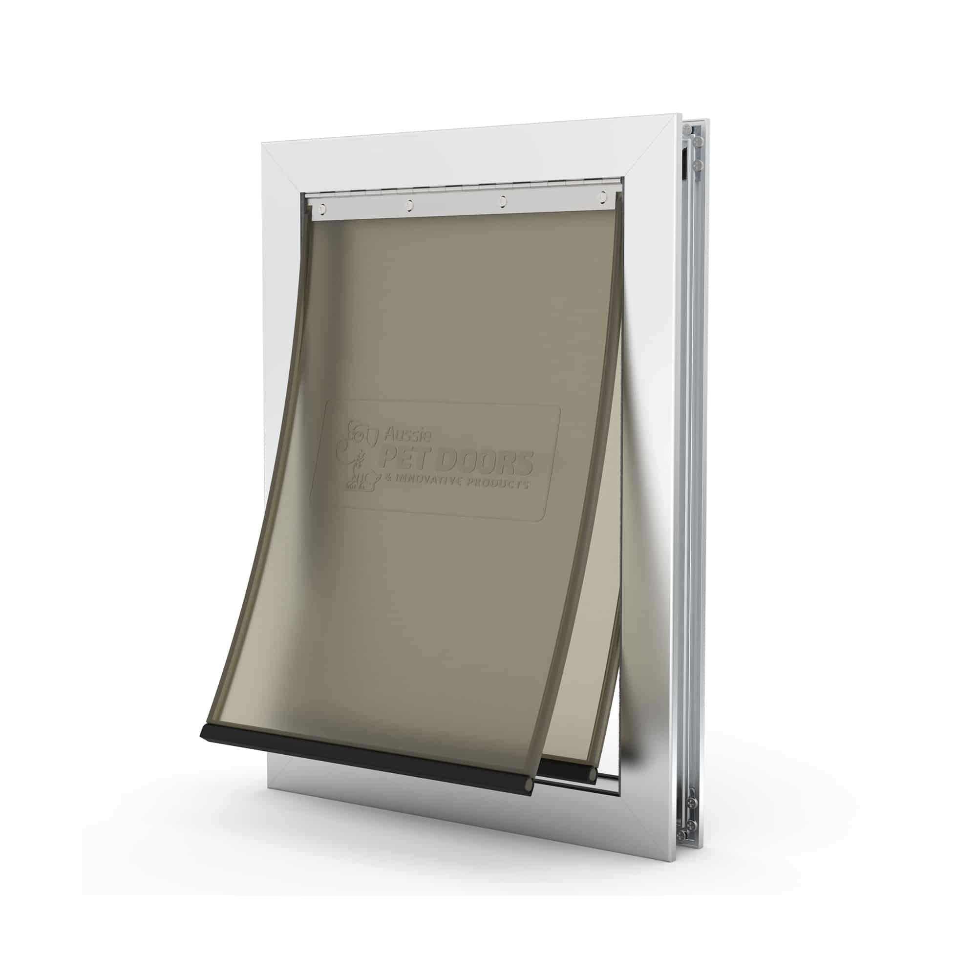 Aussie Pet Doors APD – DUAL FLAP Medium Premium Aluminium Framed Door – Soft Flap, Suits Glass, Timber Door, Security Screen & Wall Mount! 28 M door dual